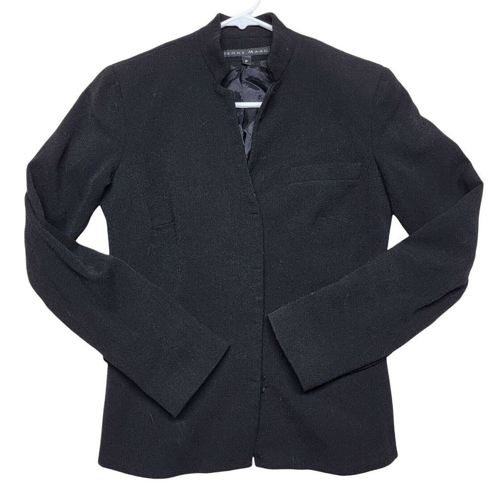 Jenna Maac women's petite size wool blend jacket black hook closure
